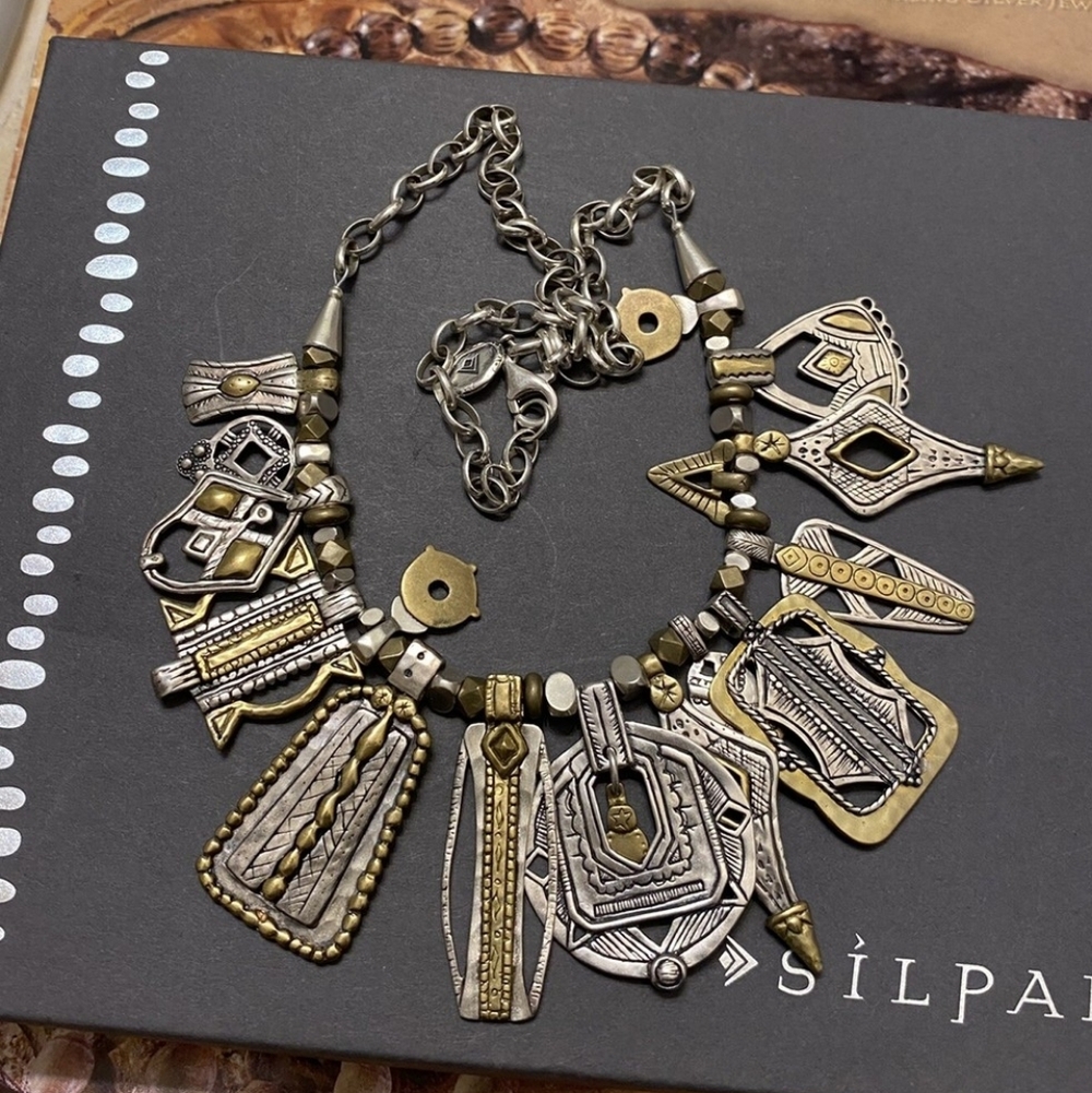 Silpada Indigenous Impressions Sterling Silver Brass Necklace N3239